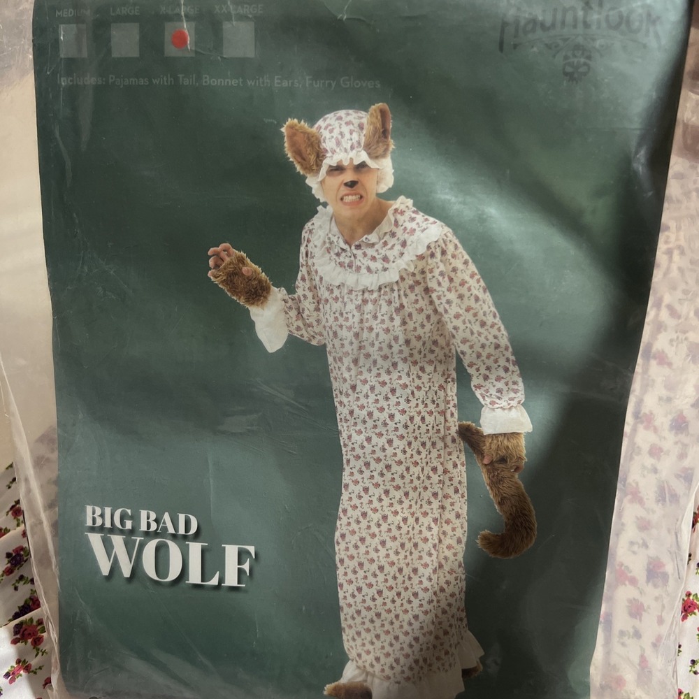 Hauntlook Big Bad Granny Nightgown Wolf Adult Costume Halloween Dress Up XL NEW